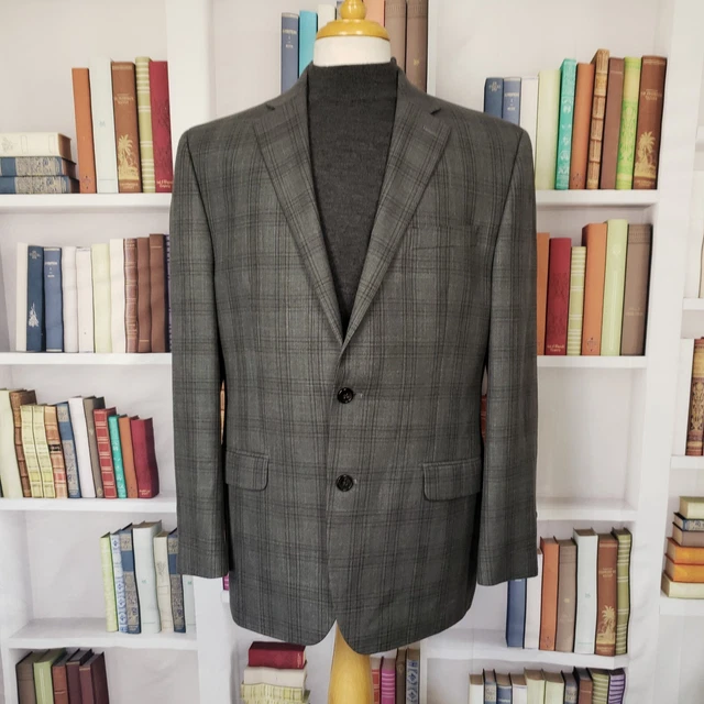 Lauren Ralph Lauren Blazer Men Size 42R Gray Plaid Two Button Sport Coat Jacket