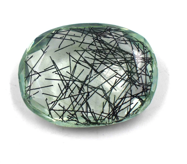 Brésilien 72.35 CT Certifié Noir Rutile Quartz Forme Ovale Gemme JN1438