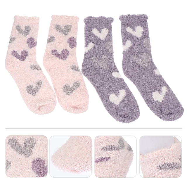 2 Pairs Bas De Sol Chaussettes En Molleton De Corail Filles Chaussettes Ménage