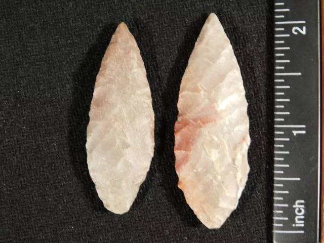 TWO! Ancient LANCEOLATE Form Arrowheads RIBBON Flaking Niger 4.49