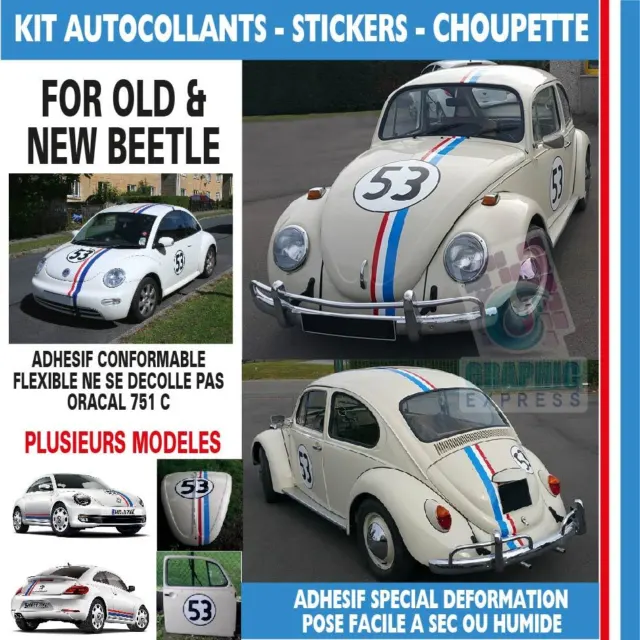 Choupette 53 - Sticker Autocollant Vw - New Beetle -  Kit Herbie Coccinelle