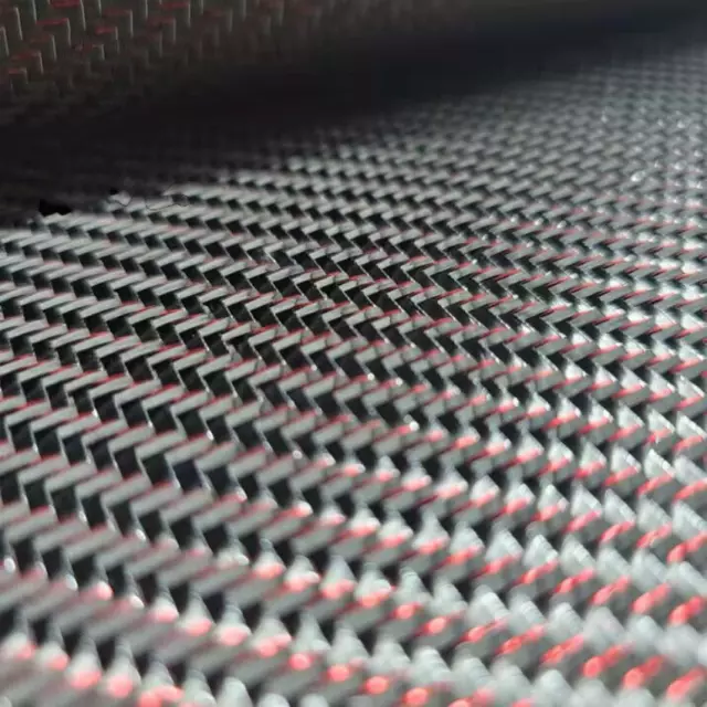 Metallic Carbon fiber & Red&Silver reflection mixed fabric Twill cloth 50*100