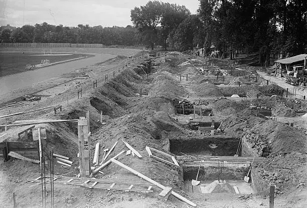 Olympic games of Paris 1924 stadium Colombes in construction OLD PHOTO