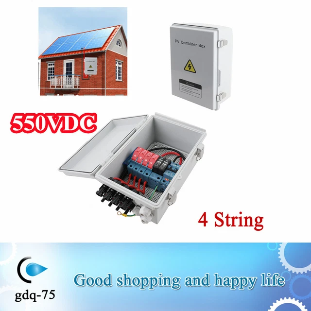 Solar PV Combiner Box Plastic 15A 4strings 1000VDC Circuit Breaker Solar Panel