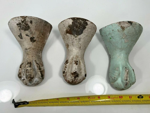 3 Matching Detailed Cast Iron Antique Claw Foot BathTub Feet  Vintage