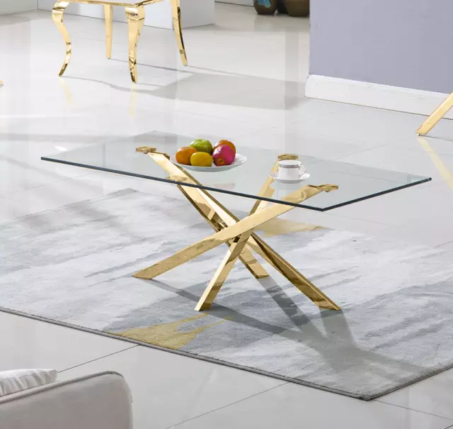 Maison Exclusive - Tavolino da Salotto Oro 80x80x40 cm in Acciaio Inox e  Vetro