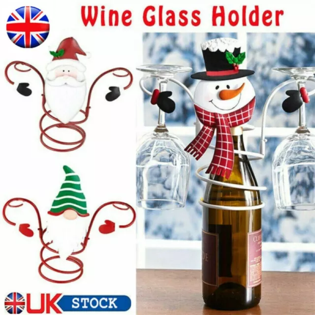 Christmas Wine Bottle & Glass Holders Wall Mounted White Wine Rack Champagne NEW