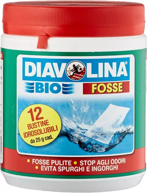 Trattamento Fossa Biologica, Elimina i Cattivi Odori, Diavolina, 12 Buste x 25gr