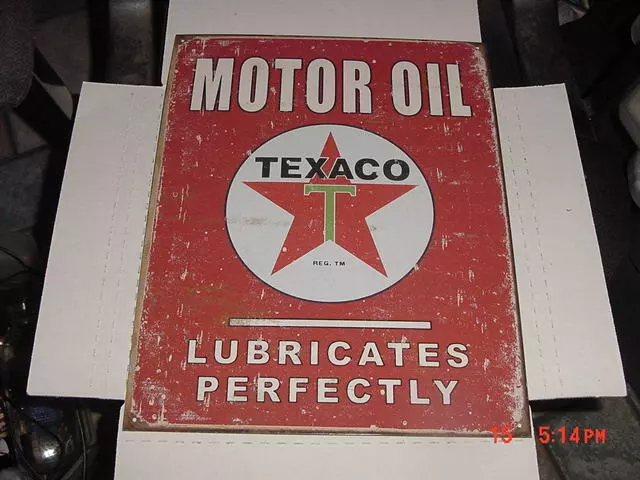 TIN SIGN Texaco Motor Oil Retro Gas Station Sign Garage Cave Auto Shop A176