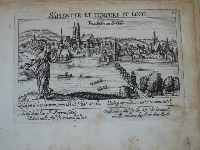 Frankfurt/Oder, Kupferstich, verlegt anno 1630, Ansicht: 10 x 15 cm. Kupferstic