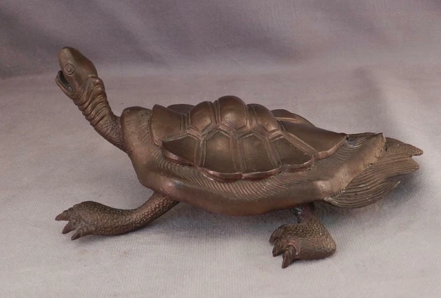 Antique 19thC Japanese Bronze Metal Turtle~Meiji Period~Okimono Sculpture~Figure