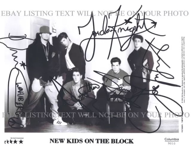 THE NEW KIDS ON THE BLOCK GROUP SIGNED AUTOGRAPH 8x10 RP PHOTO WAHLBERG KNIGHT +