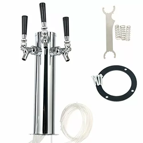 Triple Tap Beer Dispenser Tower 3" Beer Kegerator Beer Tower with 3 Beer Faucet