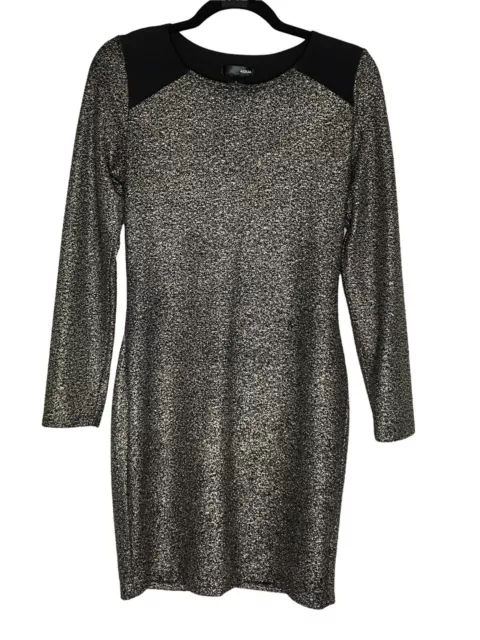 Aqua Womens Sequin Bodycon Dress Black Size Large Long Sleeve Holiday Party Gold