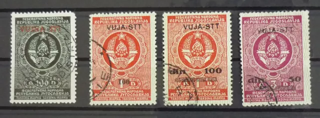 Slovenia c1950 Italy VUJA - STT Yugoslavia - 4 Revenue Stamps - Used US 1