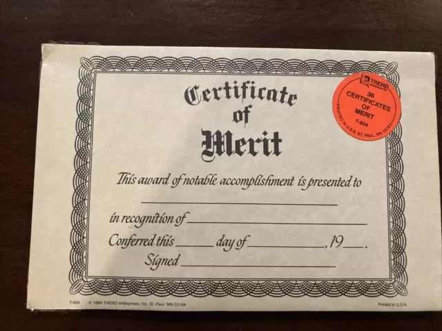 Certificates Of Merits 1984 Trend 36 Total