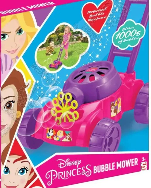 DISNEY PRINCESS KIDS Bubble Lawnmower Machine Blower Lawn Mower Garden