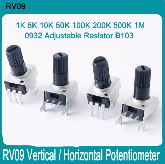 RV09 Potentiometer 1/2/5/10/20/50/100/200/500K 1M Horizontal/Vertical 0932 Pot