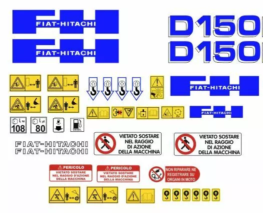 Fiat-Hitachi D 150 Lgp - Xlt Decals Adhesive, Complete Kit