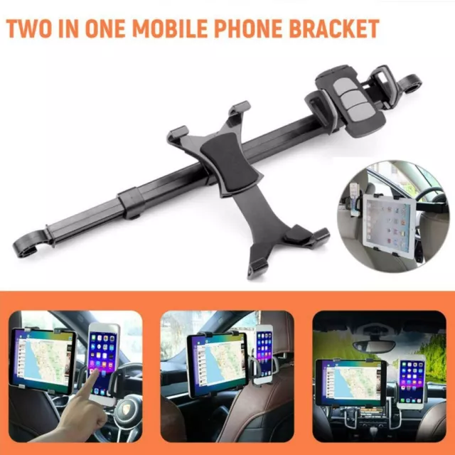 Car Seat Back Headrest Mount 2 in1 Holder For iPad Tablet Phone Stands Bracket