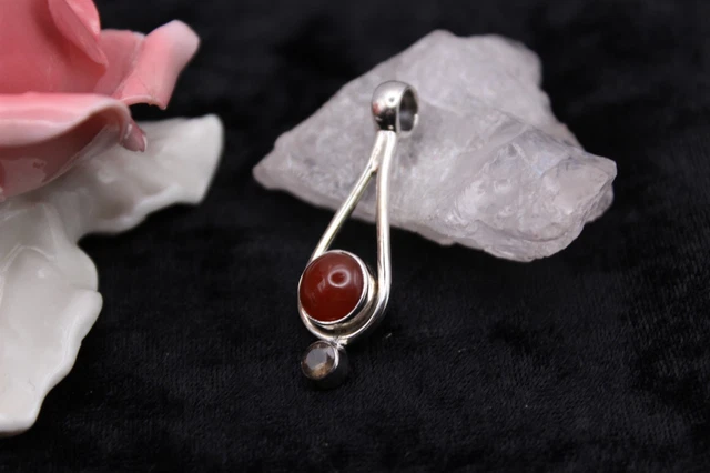 Pendentif En Argent 925 Et Cornaline Goutte, Référence P-AR-44, Neuf Avec étiquettes