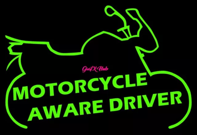 MOTORCYCLE AWARE DRIVER Cut Vinyl Decal Sticker Adventure Dual Sport Motorcycle