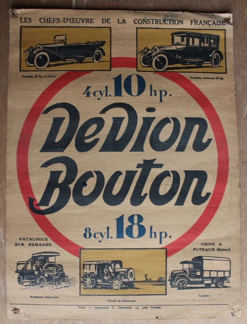 Publicité Ancienne De Dion-Bouton 1909 Issue De Magazine, Noir Et Blanc