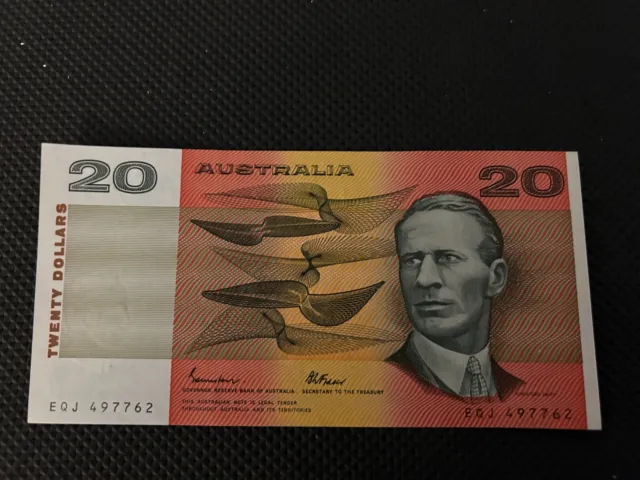 AUSTRALIAN BANKNOTE R409a JOHNSTON/FRASER OCRB SERIAL 1985 TWENTY DOLLARS aEF