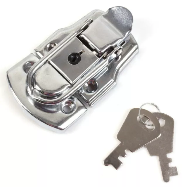 LARGE TOGGLE CATCH WITH 2 KEYS Chrome Chest Suitcase Box Trunk Latch Hasp Lock