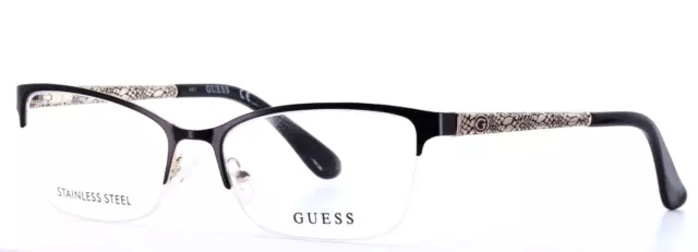 GUESS GU2613 002 Black Womens Cat Eye Half Rim Eyeglasses 52-16-135 B:32