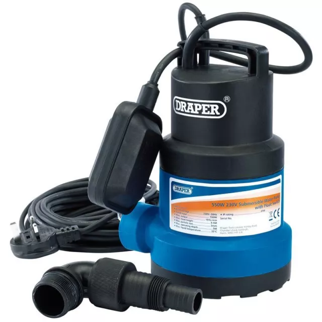 Draper 191L/Min Submersible Water Pump with Float Switch (550W)