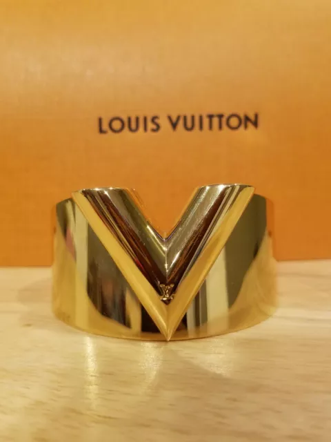 Auth LOUIS VUITTON Essential V Bracelet Gold/Silver Metal M68034 r9524a