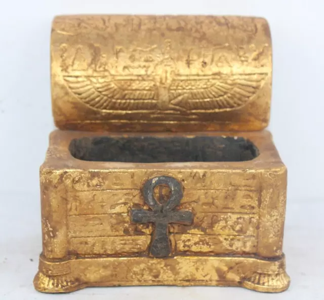 RARE ANTIQUE ÉGYPTIENNE Isis Key Life Horus Sons Boîte à bijoux Histoire de...