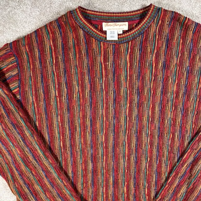 Vintage 90s Norm Thompson Sweater Men's Size XL Coogi Style Cotton Wool Blend