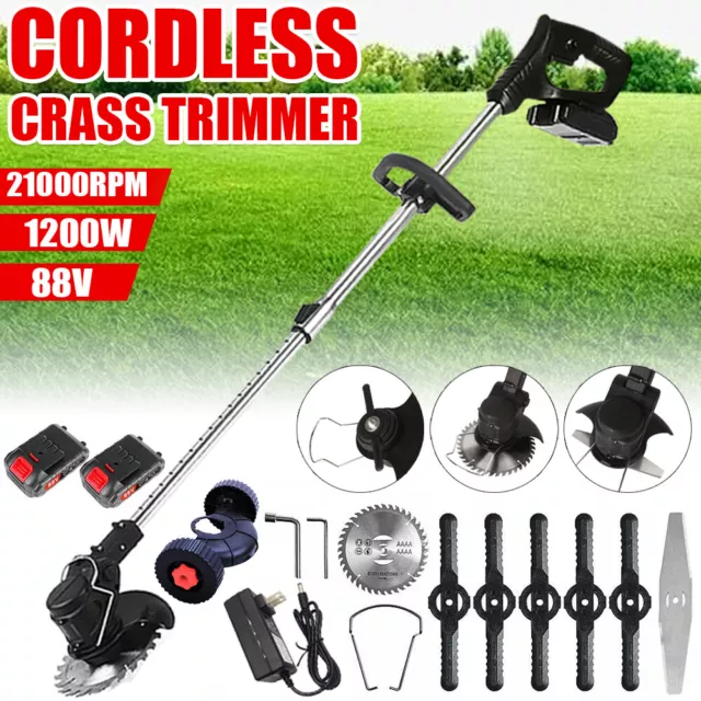 Cordless Electric Grass Trimmer Garden Lawn Cutter Brush Mower Whipper Snipper 2