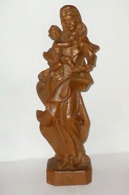 Old Carved Sacred Figure Wooden Figure Holy Madonna Carved Wood 16 1/8in