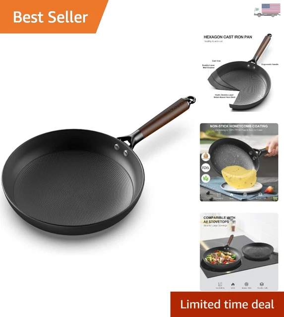 Heavy-Duty Cast Iron Skillet: 12" Frying Pan - Oven & Dishwasher Safe