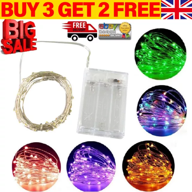 20/50/100 LED Battery Micro Rice Wire Copper Fairy String Lights Party Decor UK