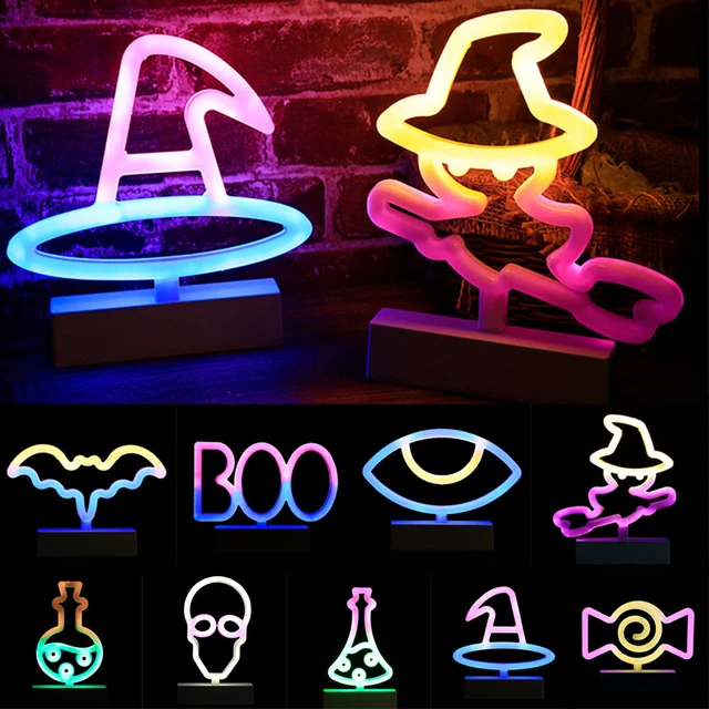 LED Neon Signs Night Light Halloween Props Party Bar Wall Art Decor Table Lamp