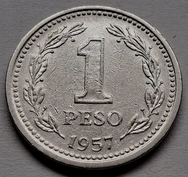 Argentinien 1 Peso 1957, vernickelter Stahl, ss