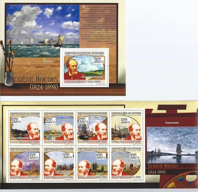 Guinea Guine 2009 Block Mini Sheet Set Famous Painter Painting Eugene Boudin