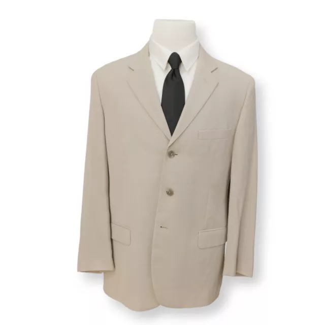 PERRY ELLIS mens solid beige sport coat suit jacket blazer 42 L