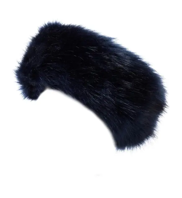 The Fur Vault Fox Fur Headband  Size AOS Black Style FOX-82 ( Real Fox Fur ) NWT