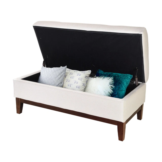 Zenvida Storage Bench Padded Rectangle Fabric Tufted Ottoman