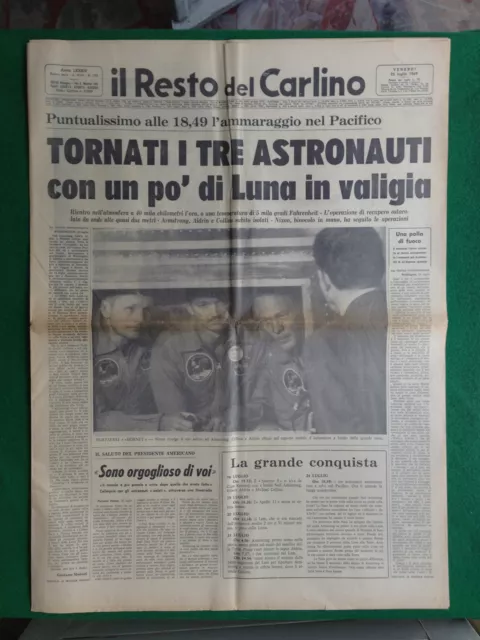 Il Resto Del Carlino 25/7/1969 , Tornati Tre Astronauti Armstrong Aldrin Collins