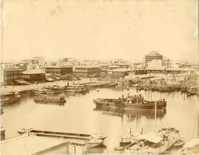 Zangaki, Egypte, Port-Said, Rue de la Poste  Vintage albumen print Tirage albu