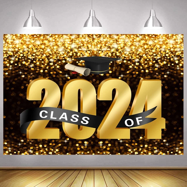 CLASS OF 2024 Congrats Backdrop Gold Graduation Party Photo Background