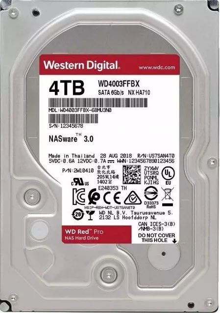 4 To Western Digital Red SATA III 3,5 5400 tr/min 256 Mo WD40EFAX - Disque  dur interne - Western Digital