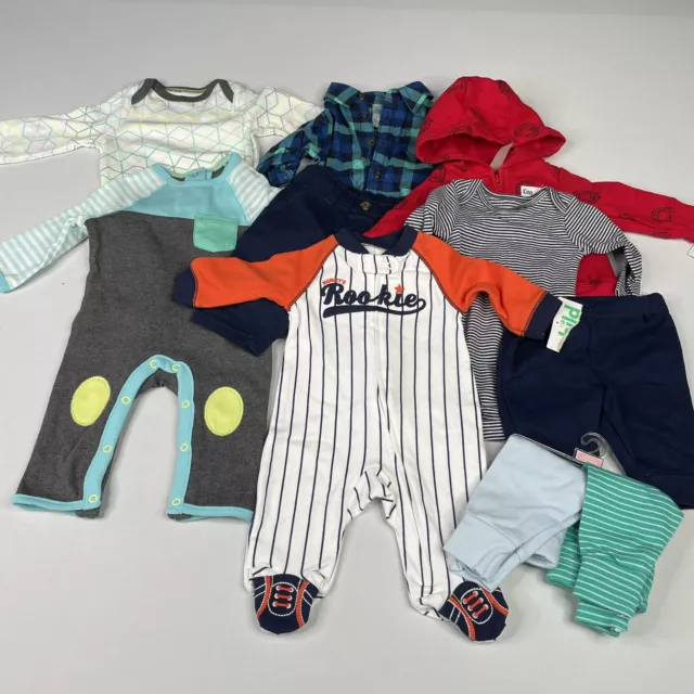 Cloud Island, Carters Baby Boy NB Romper, Pants, Hoodie, Shirt Outfit Lot 10PC
