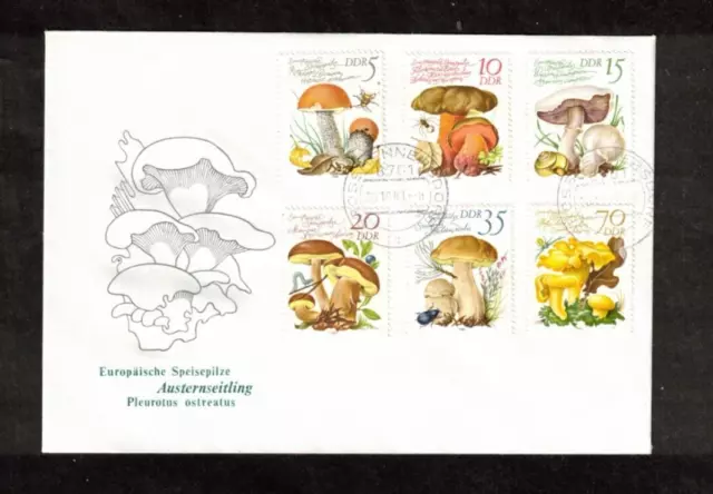 🍀St. 28.10.80 ETB DDR FDC Europäische Speisepilze Austernseitling Mi 2551-2556